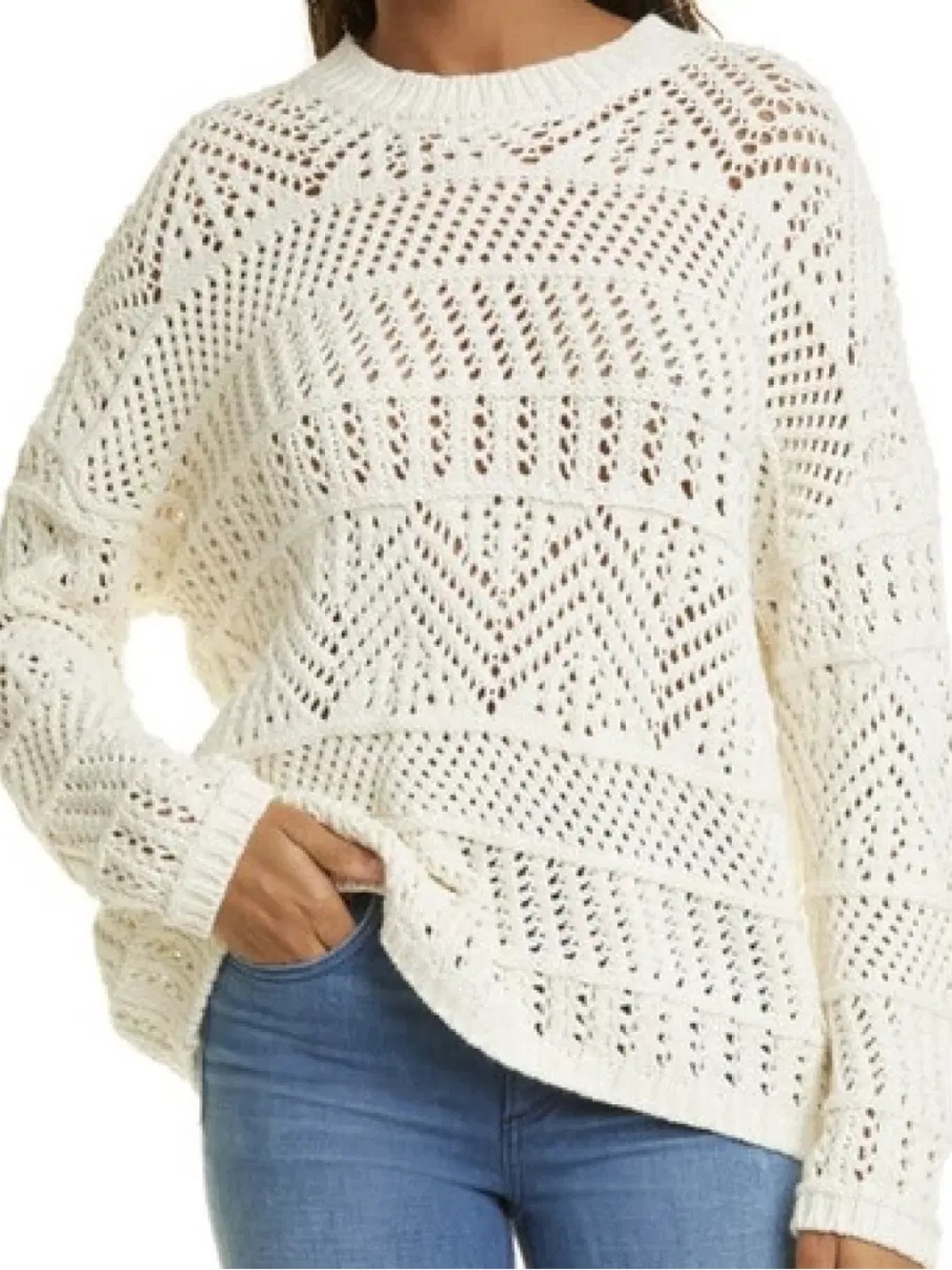 Rag & Bone Crochet Renee Crewneck Sweater Size Small